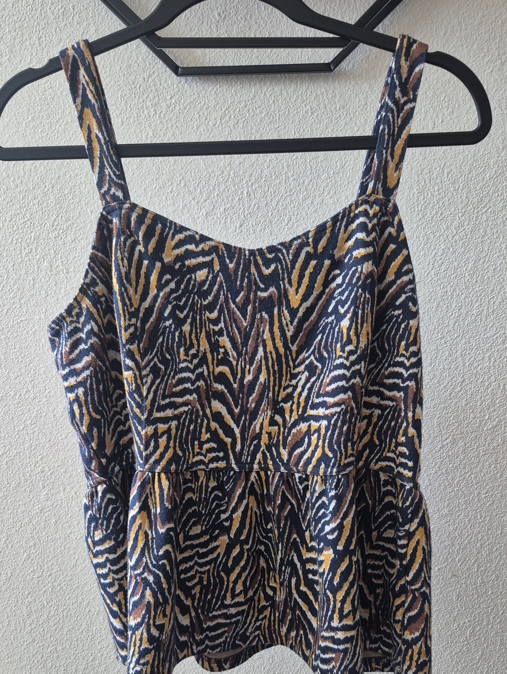 Anthropologie Abstract Animal Print Peplum Tank Top | Sleeveless Square Neck